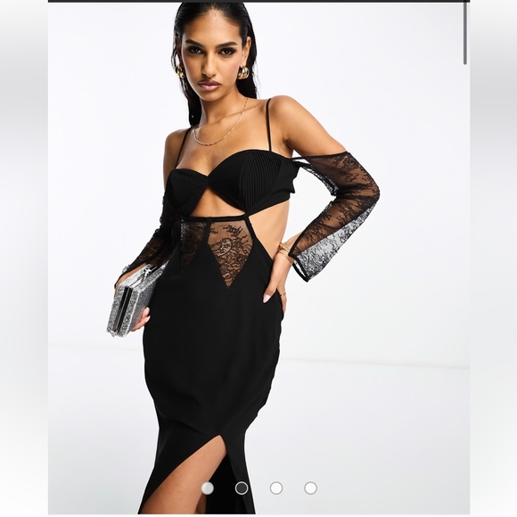 ASOS DESIGN Corset Detail Cold Shoulder Maxi Dress - Picture 2 of 4